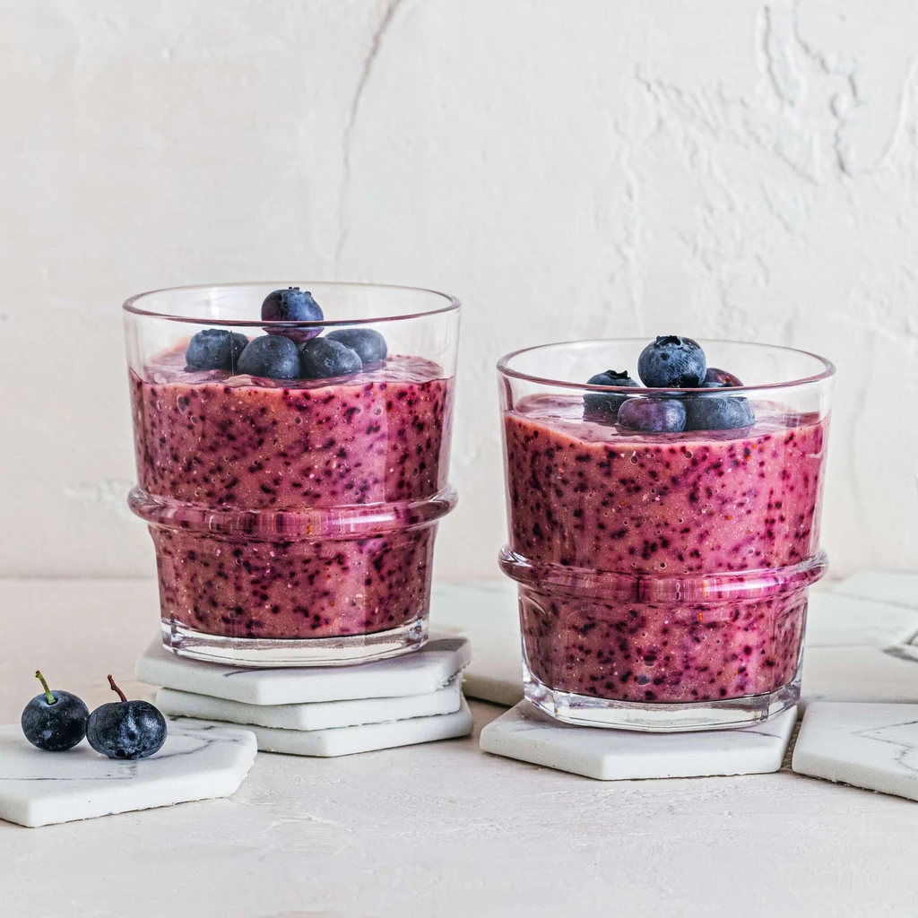 Smoothie myrtilles-noix de coco