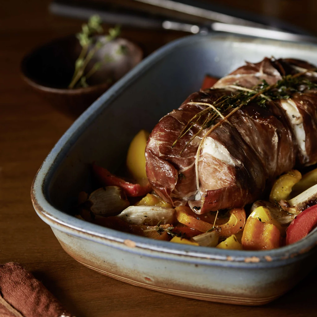 Seeteufelbraten mit Jamón Serrano und Peperoni