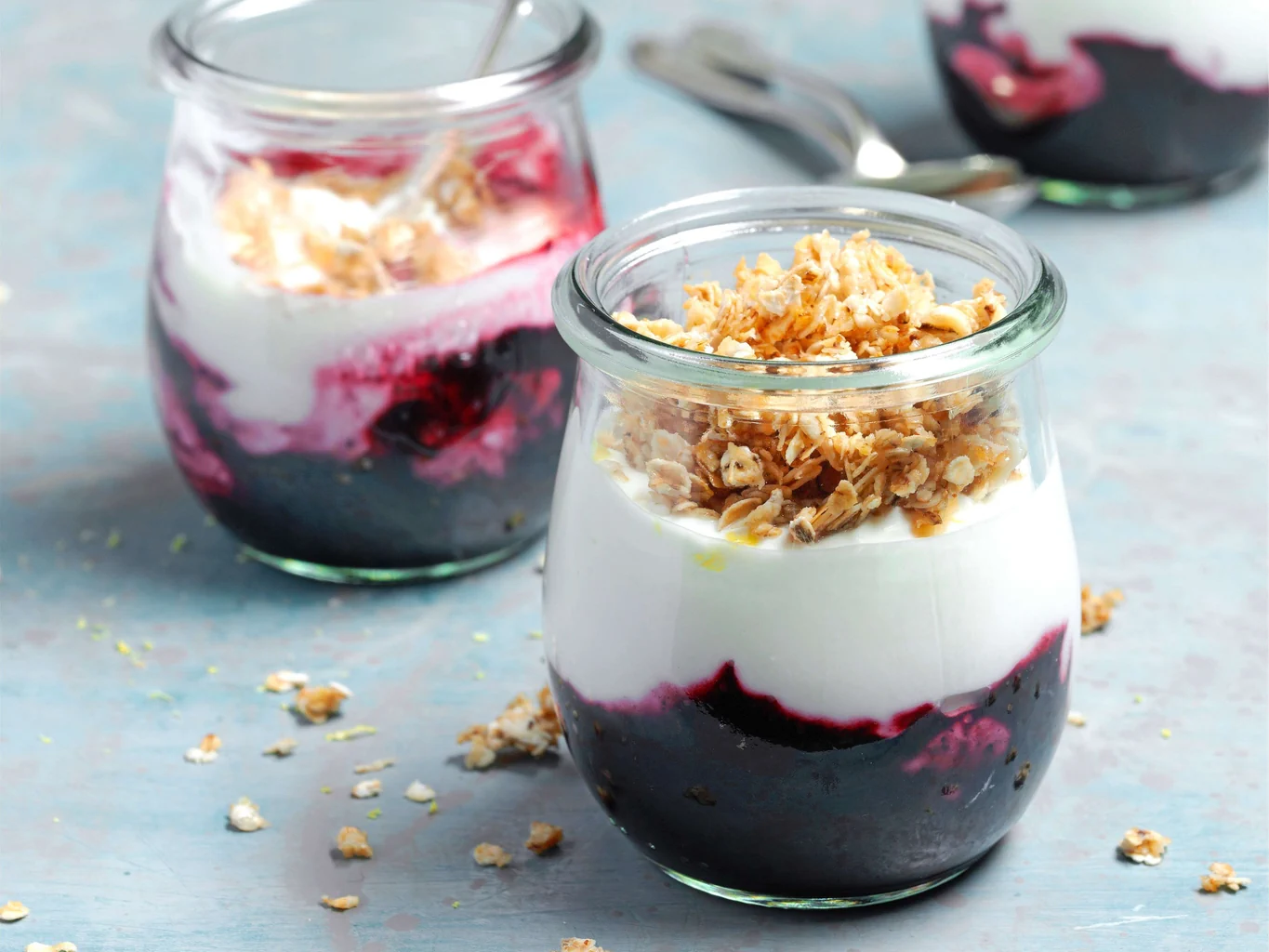 Bircher aux myrtilles en petit pot