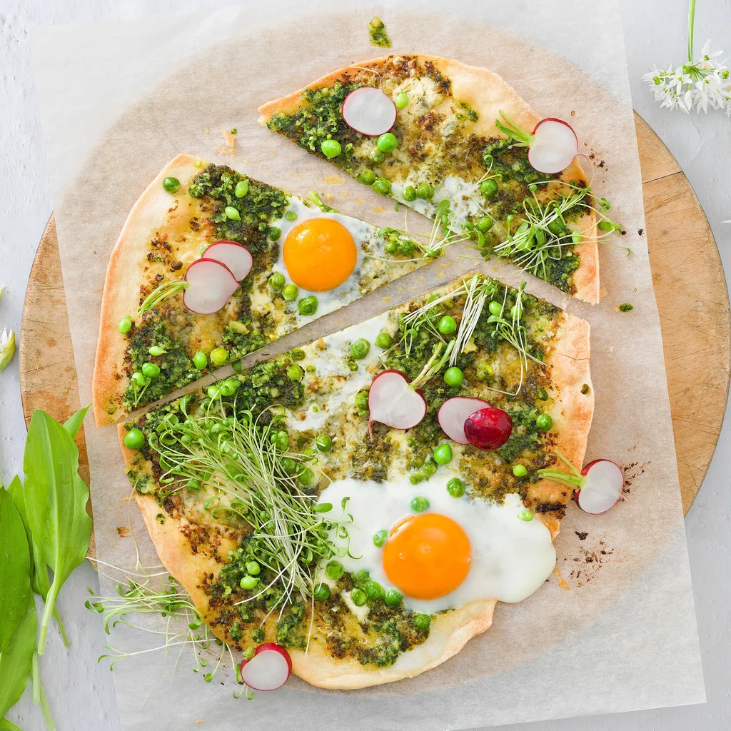 Flammkuchen mit Bärlauchpesto