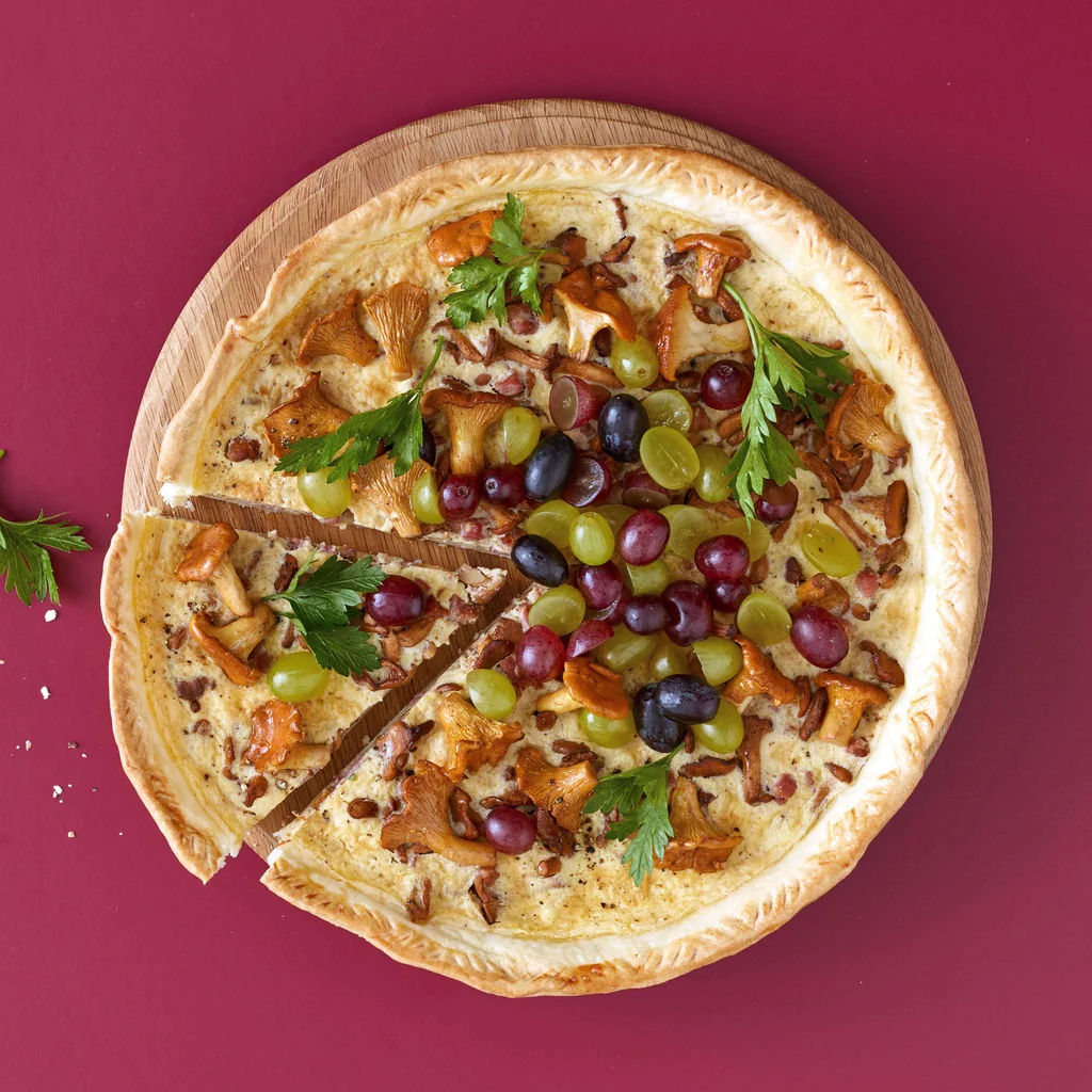 Quiche con funghi e pancetta