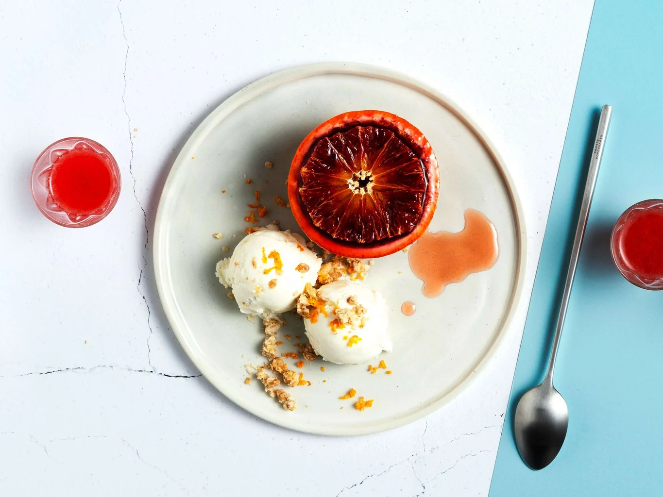 Arancia al forno con gelato
