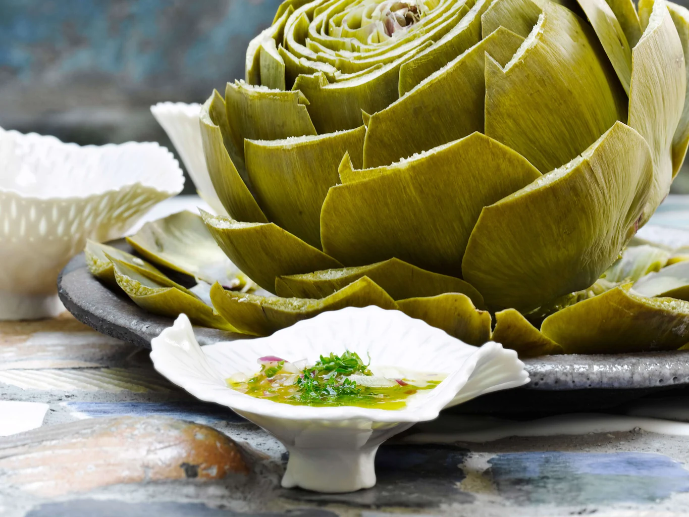 Artichauts avec vinaigrette à l’orange