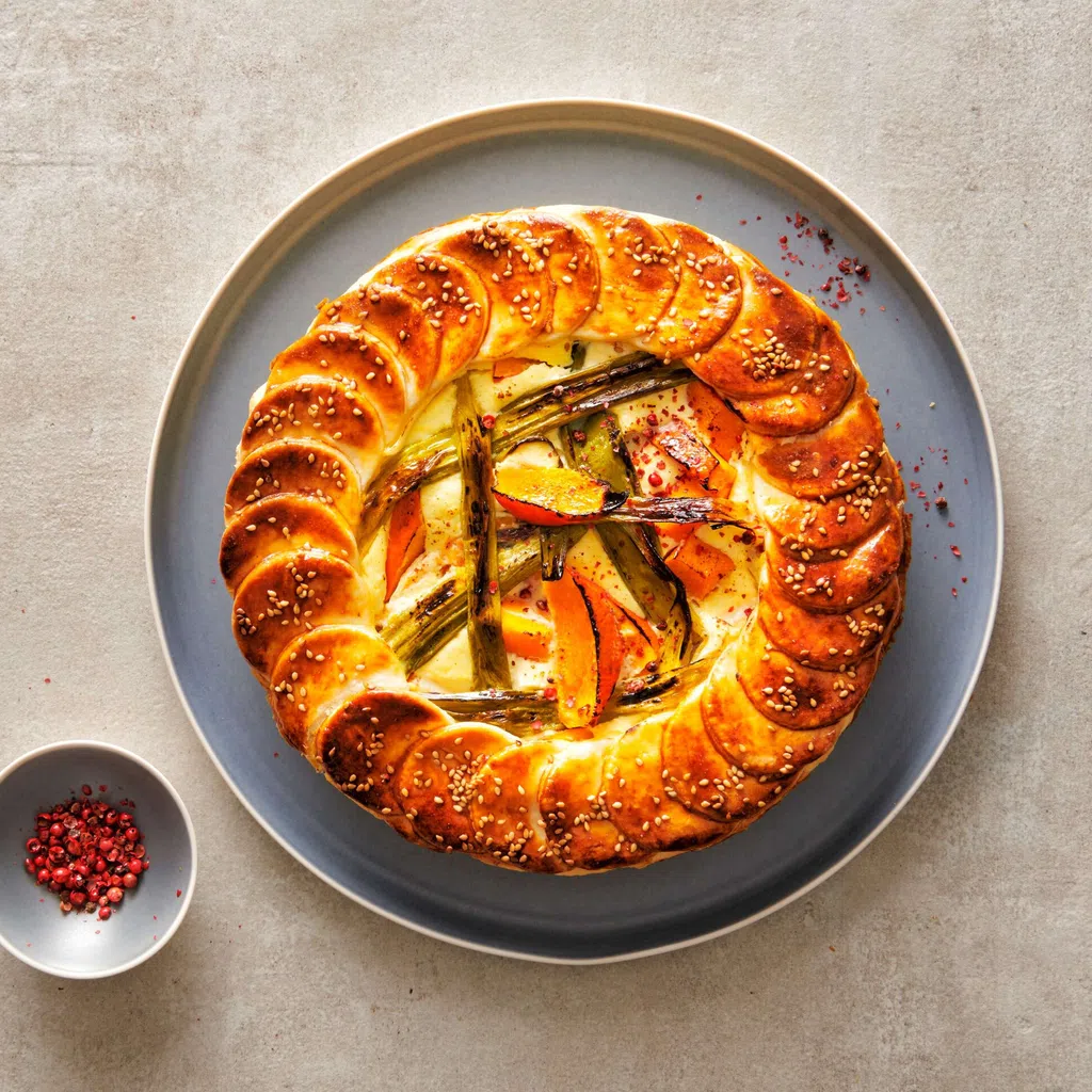 Kürbis-Frühlingszwiebel-Quiche