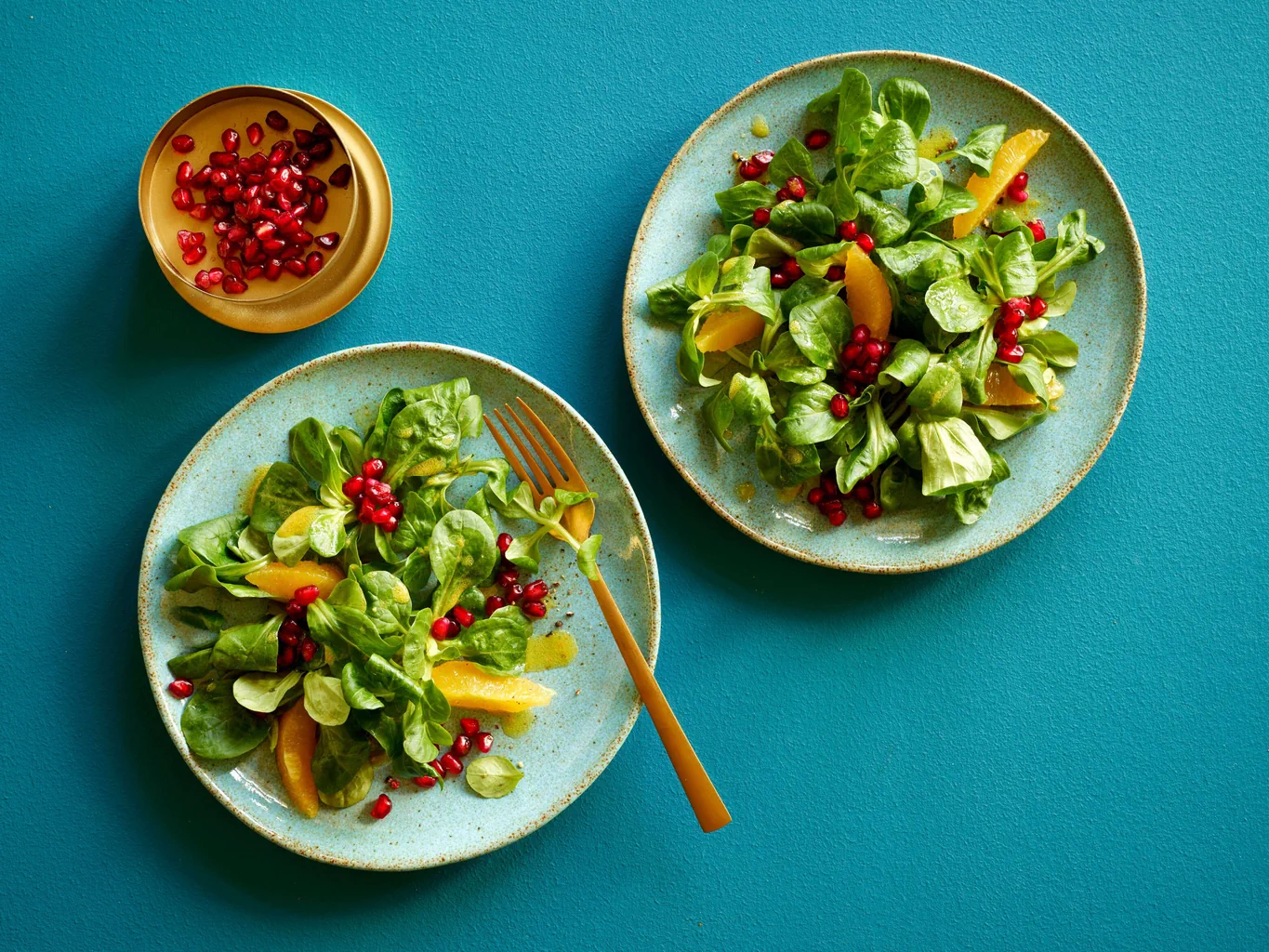 Salade de doucette aux graines de grenade