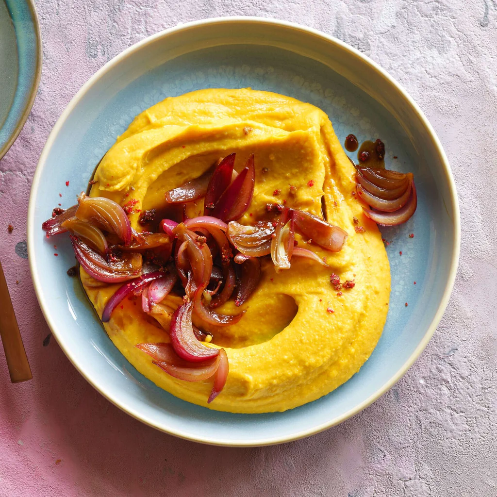 Purea di zucca e marroni con cipolle all'aceto balsamico