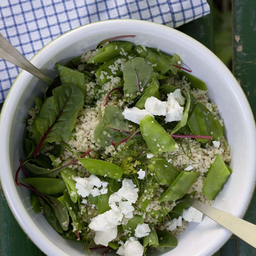 Couscous mit Kefen und Feta