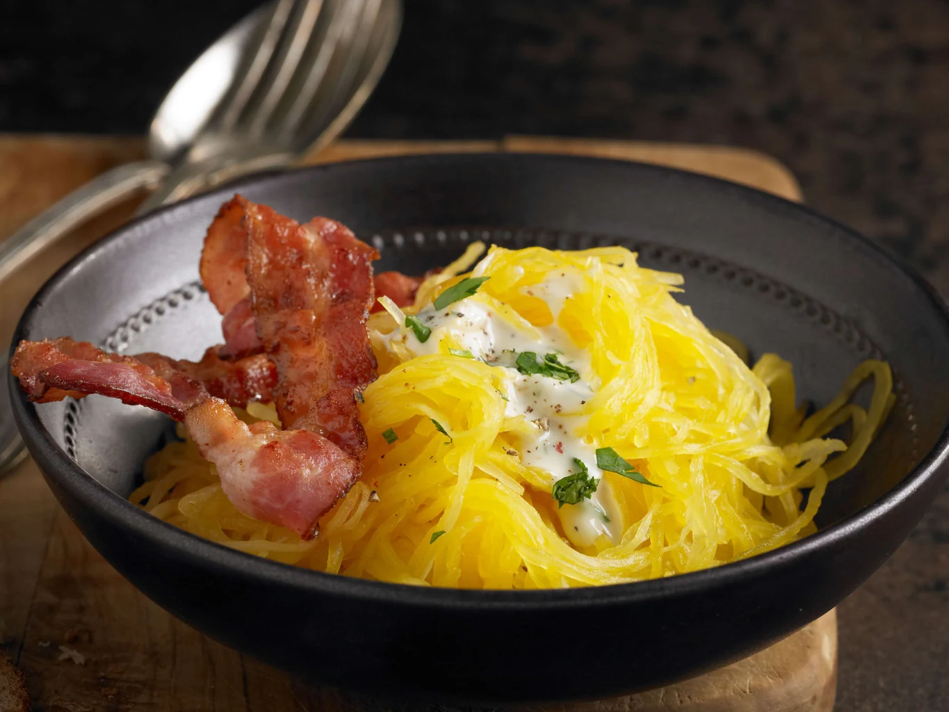 Courge spaghetti avec sauce au gorgonzola