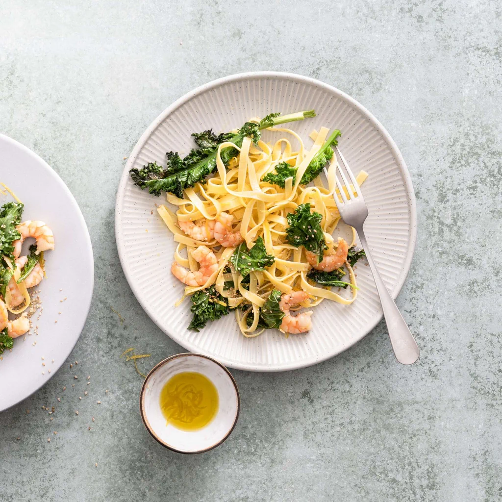 Federkohl-Pasta mit Crevetten