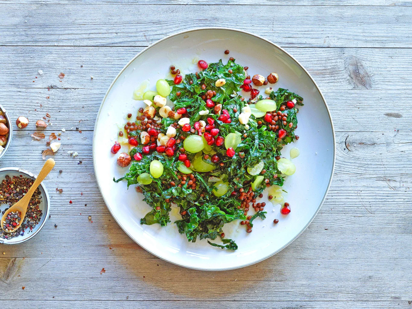 Salade de lentilles au chou kale et aux raisins