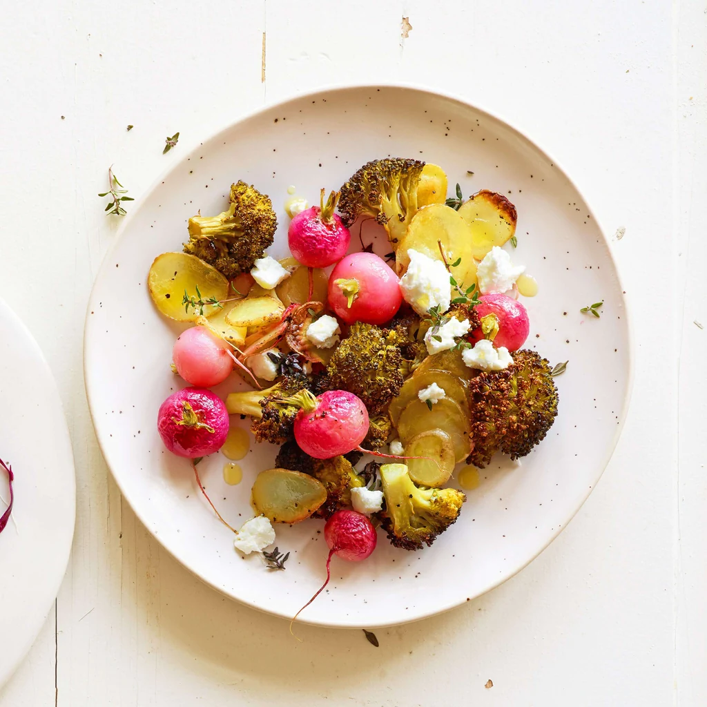 Légumes rôtis avec fromage de chèvre