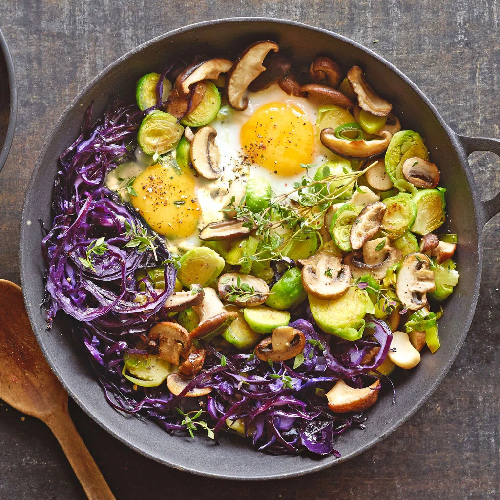 Poêlée de spätzli aux légumes et aux champignons
