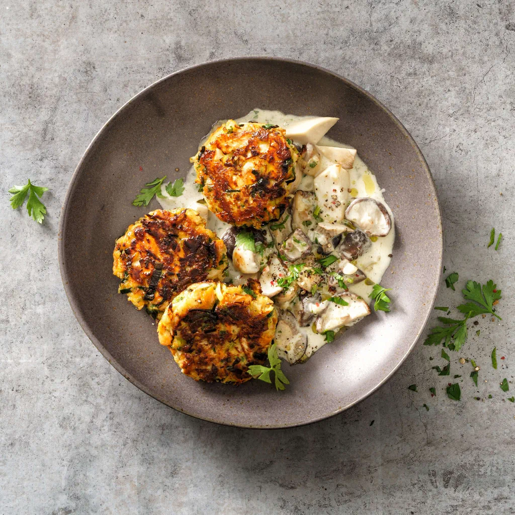 Frittatine di verdura con funghi alla panna