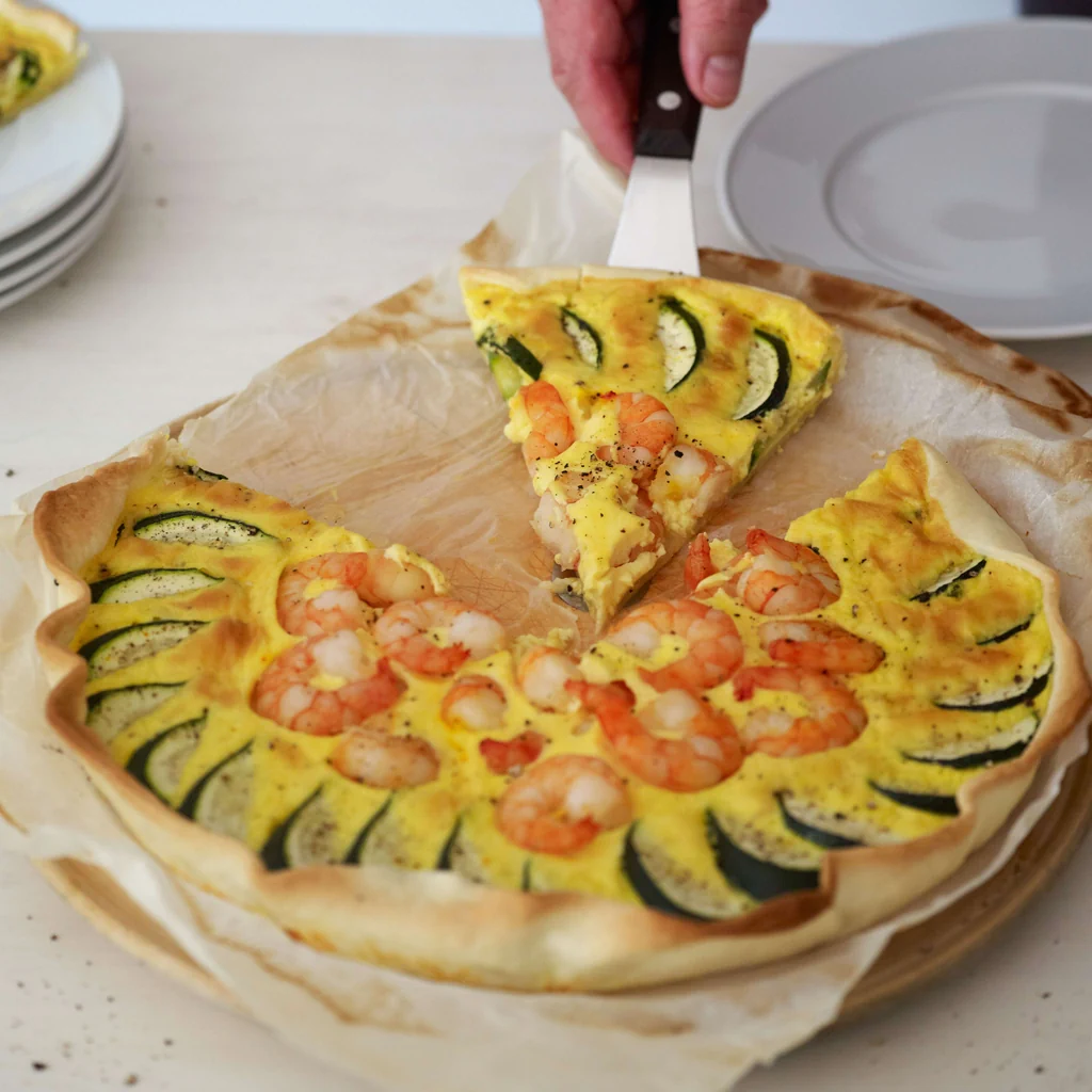 Quiche mit Crevetten und Safran