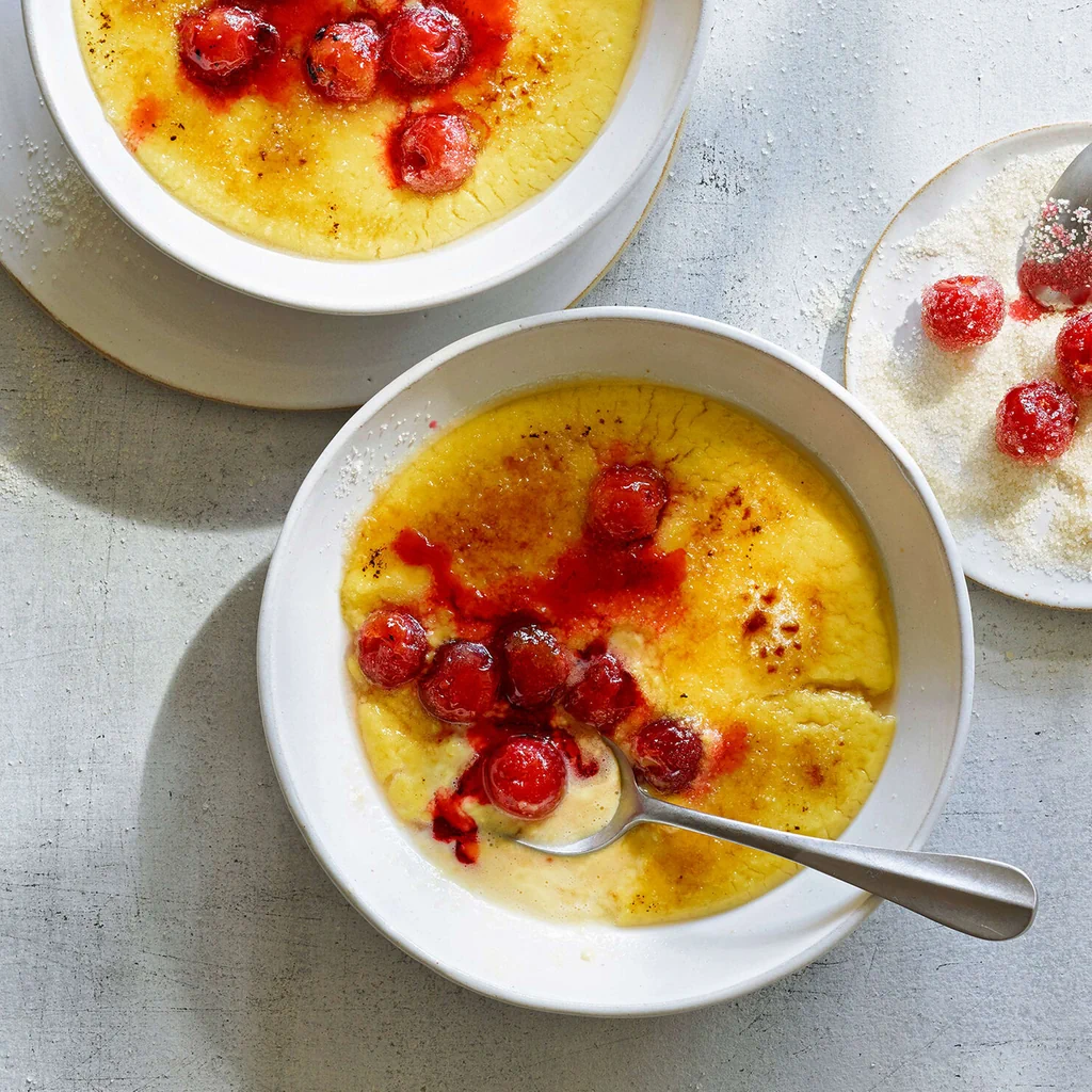 Crema con ciliegie caramellate