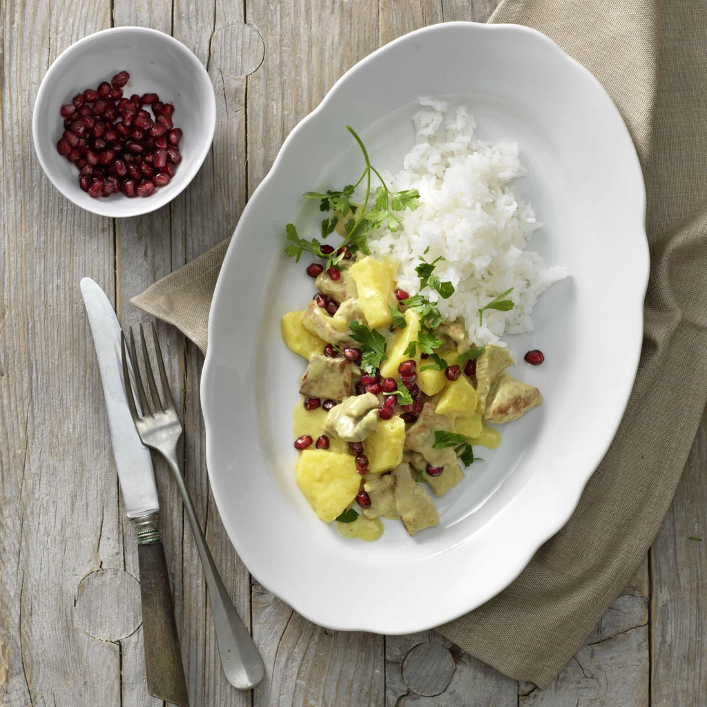 Émincé de porc à l’ananas et au curry
