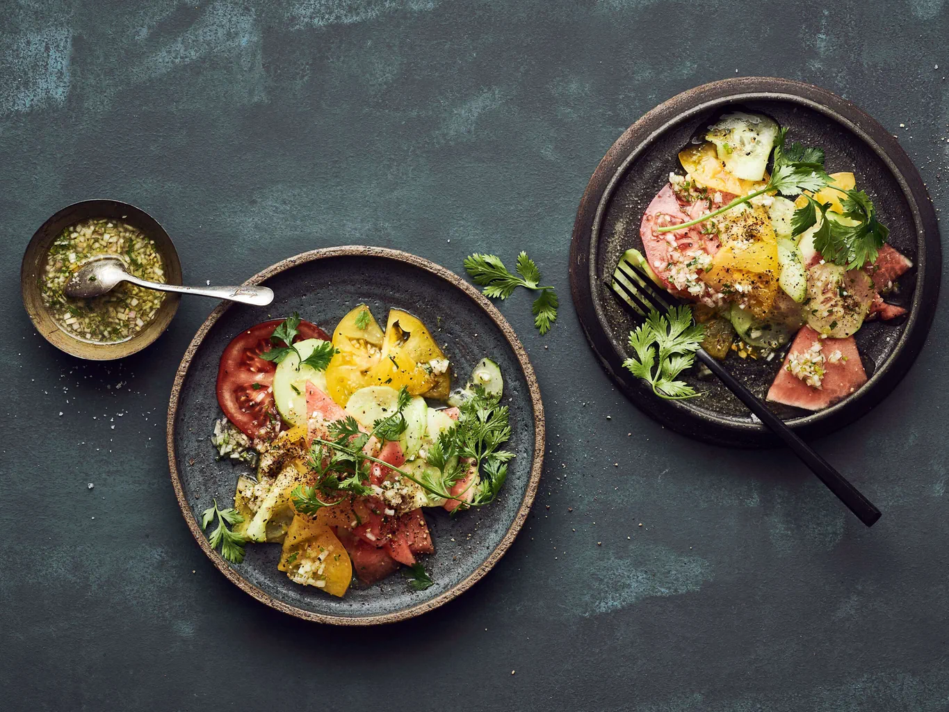Insalata d’anguria e pomodori alle erbe aromatiche