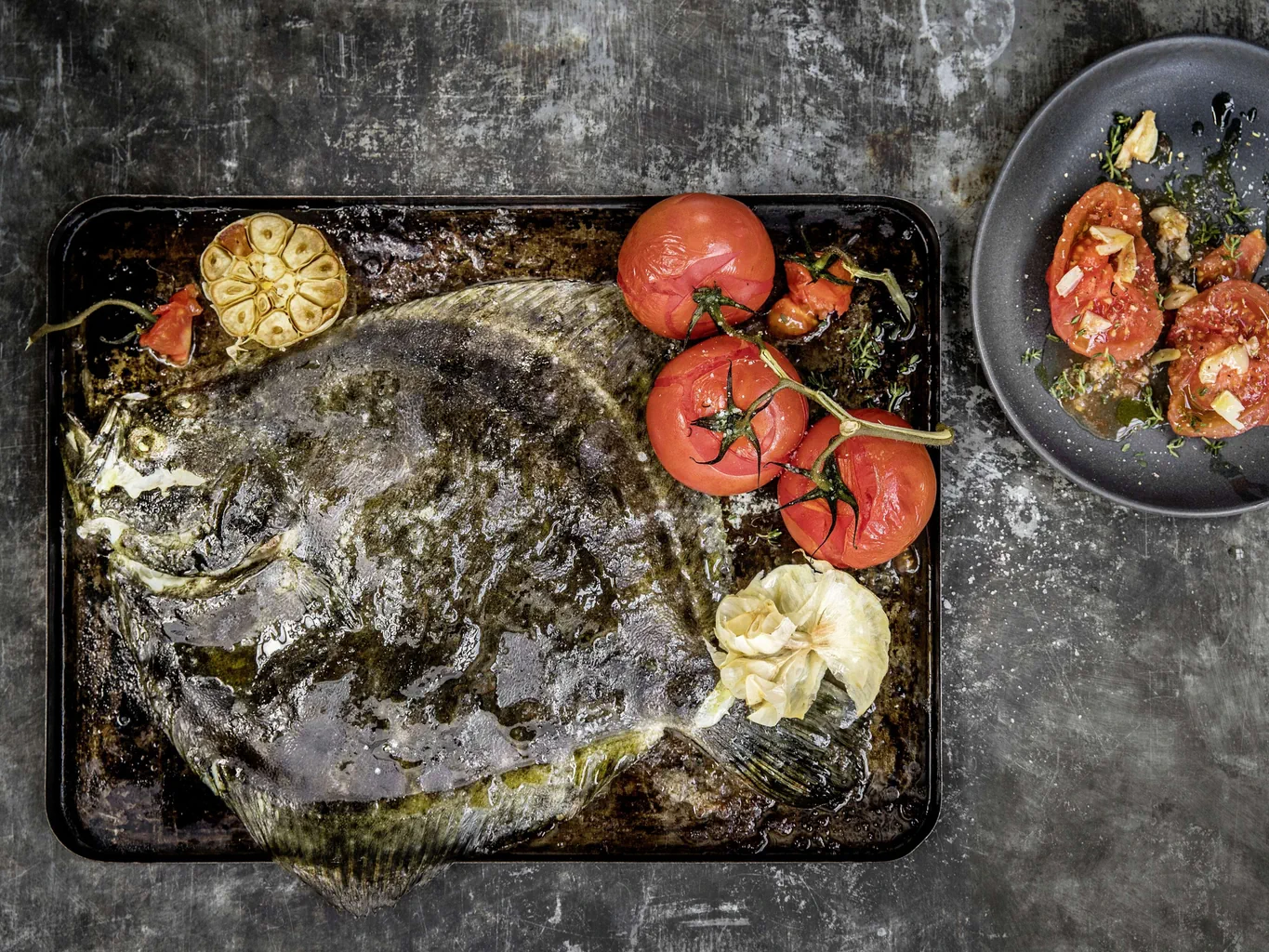Rombo con pomodori all’aglio