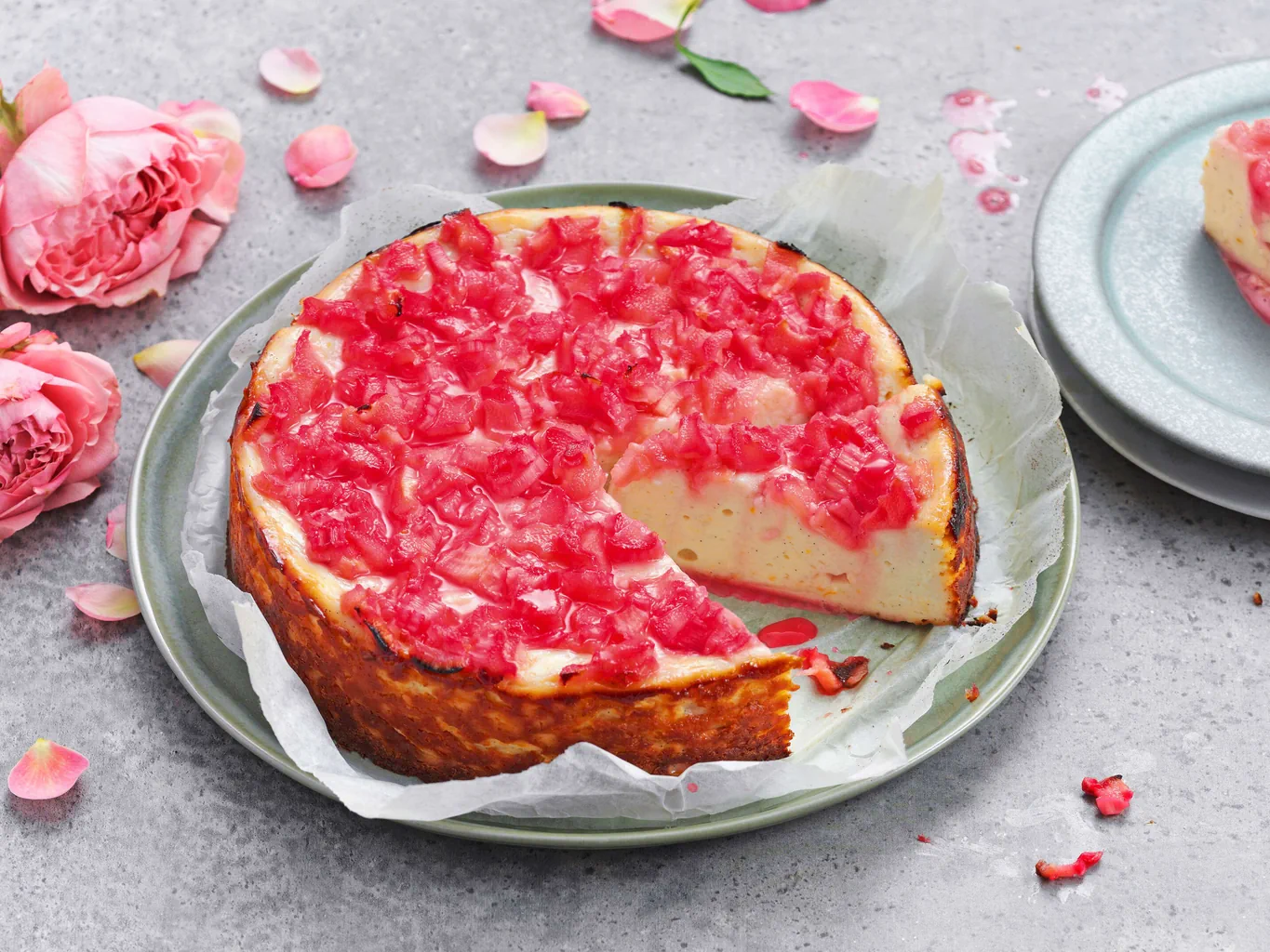 Torta di ricotta al rabarbaro