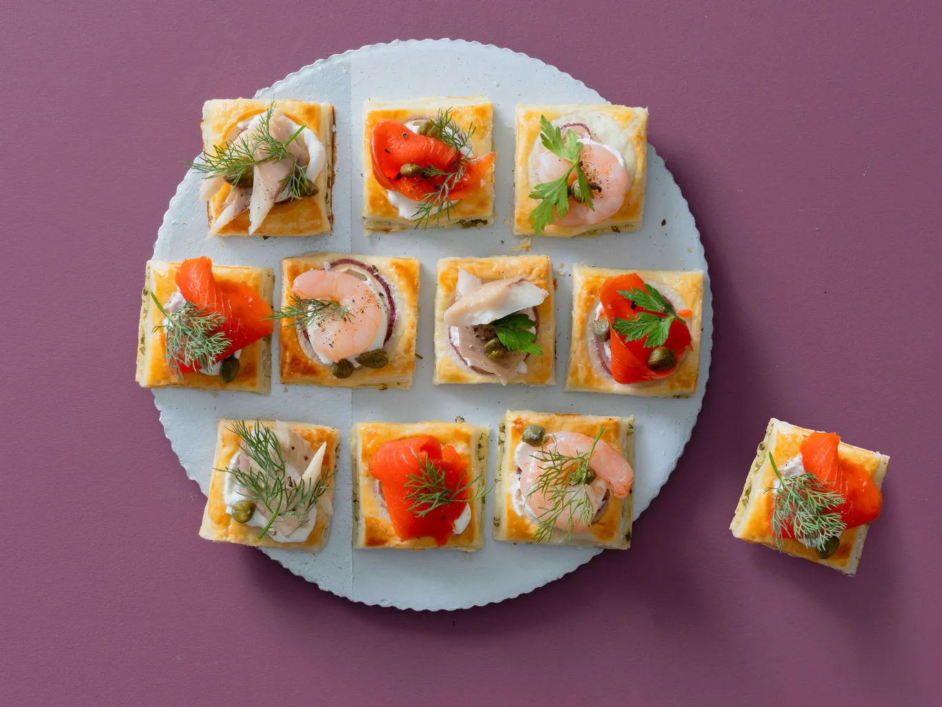 Blätterteigkissen mit Fisch