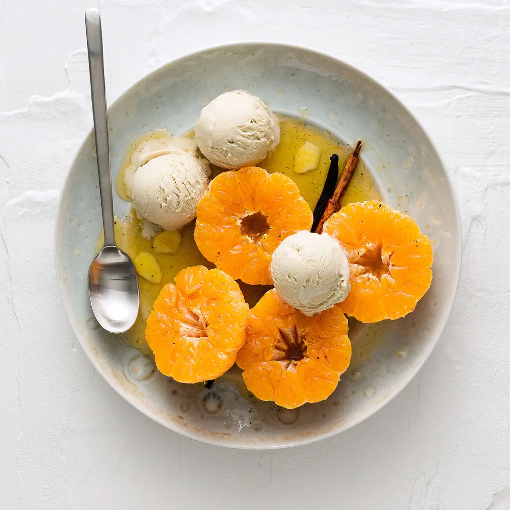 Zimt-Clementinen mit Glace