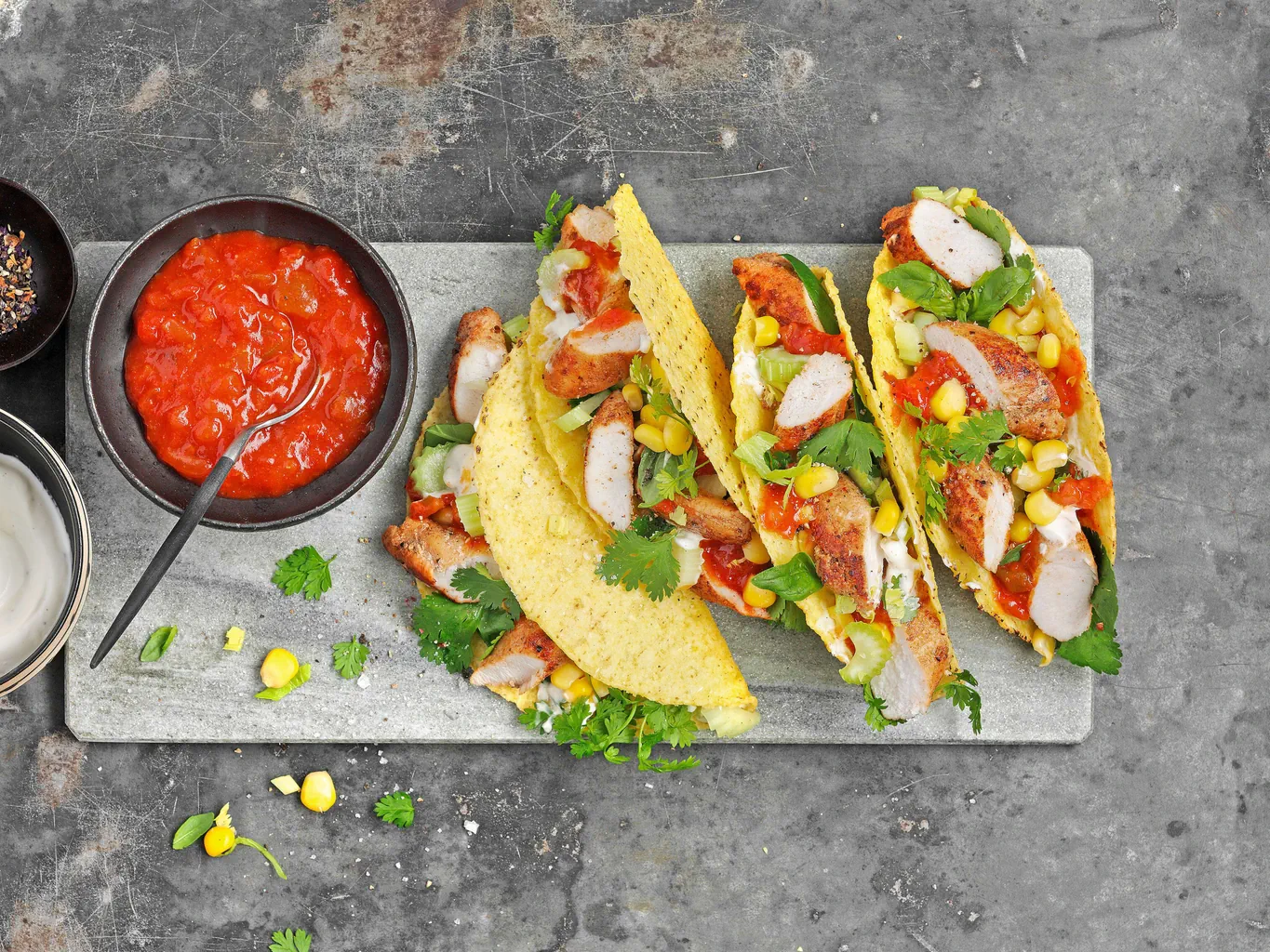 Tacos con coniglio e mais