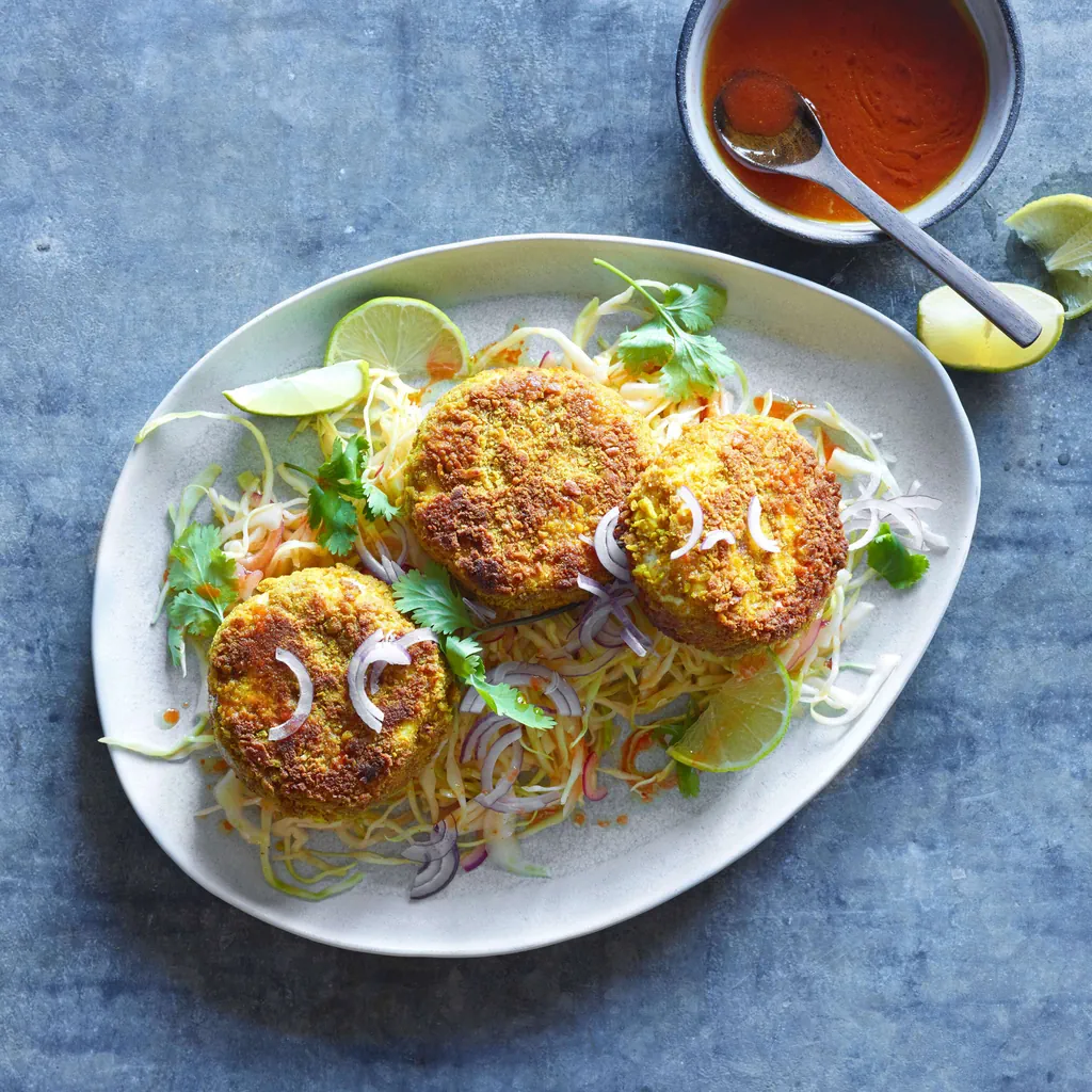 Tommes mit Blévita-Panade auf Kabissalat
