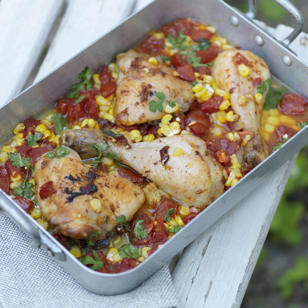 Pouletschenkel mit Gemüse