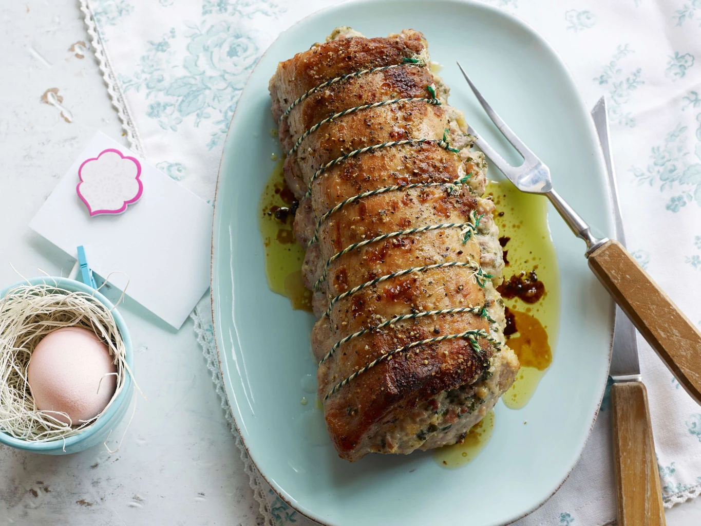 Schweinsbraten mit Bärlauchfüllung