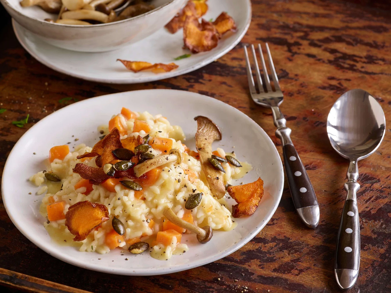 Risotto alla zucca con chip di zucca