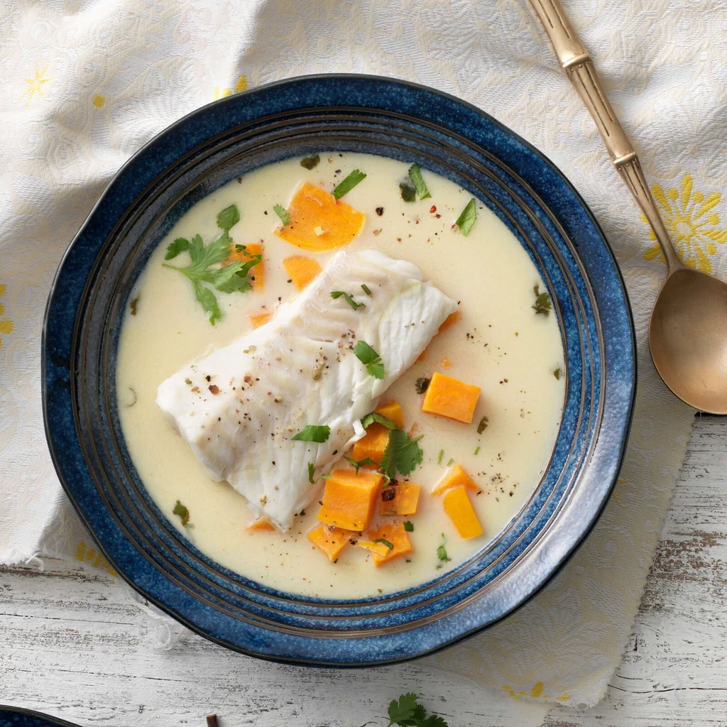 Kabeljaufilet in Ingwer-Limetten-Suppe mit Koriander