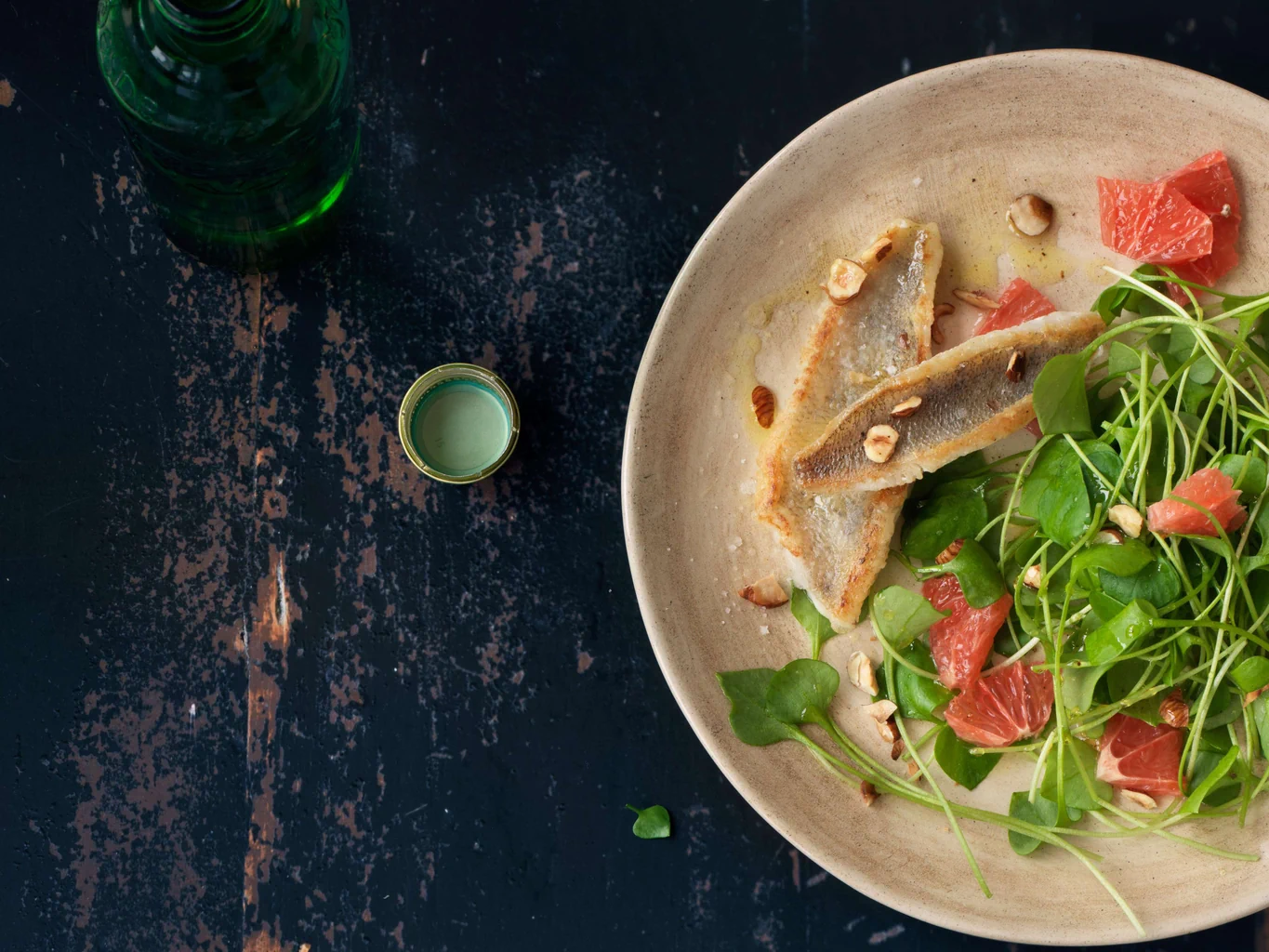 Salade de pourpier avec filets de perche