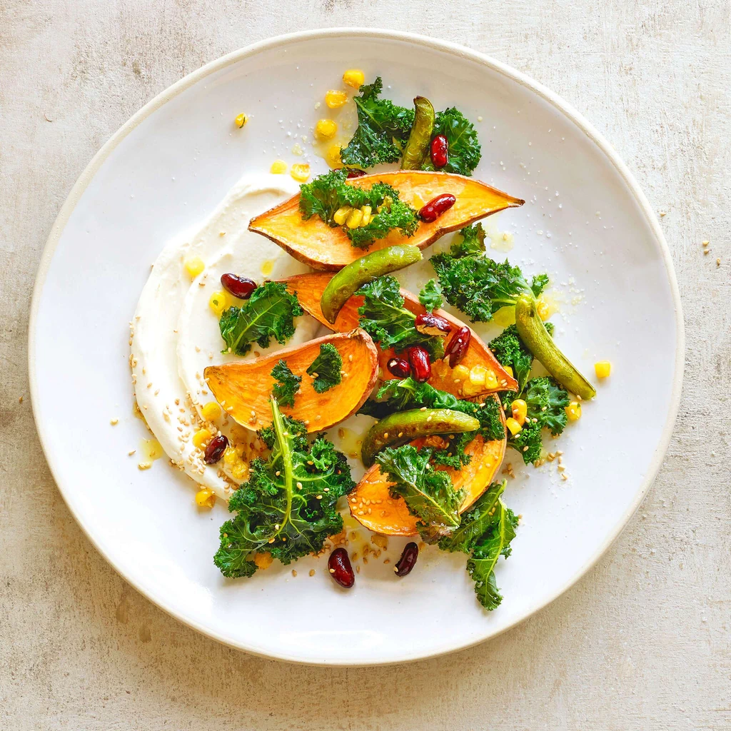 Patate douce au chou kale