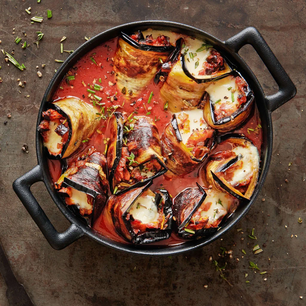 Involtini d’aubergine avec mozzarella