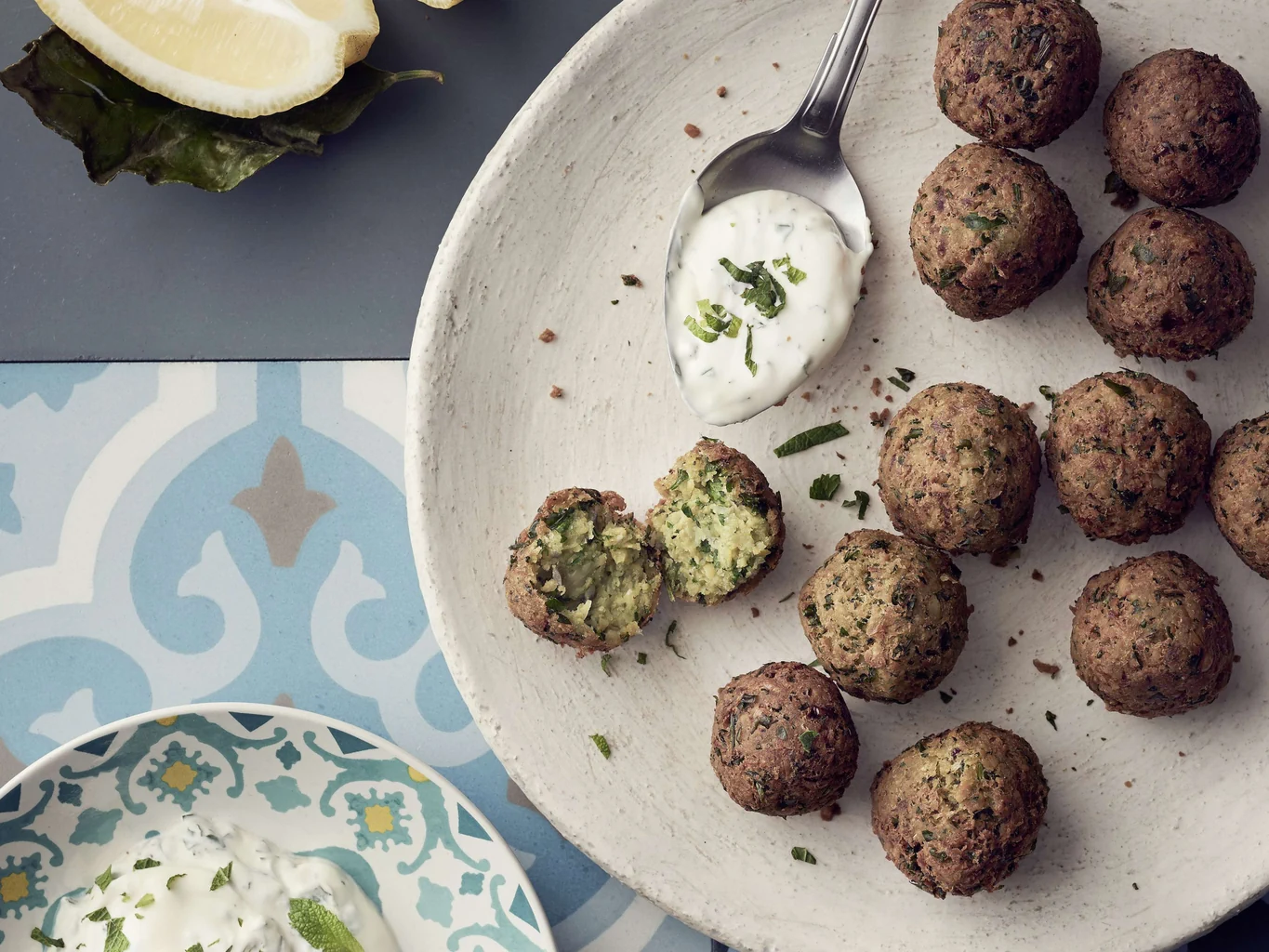 Falafel con crème fraîche alla menta