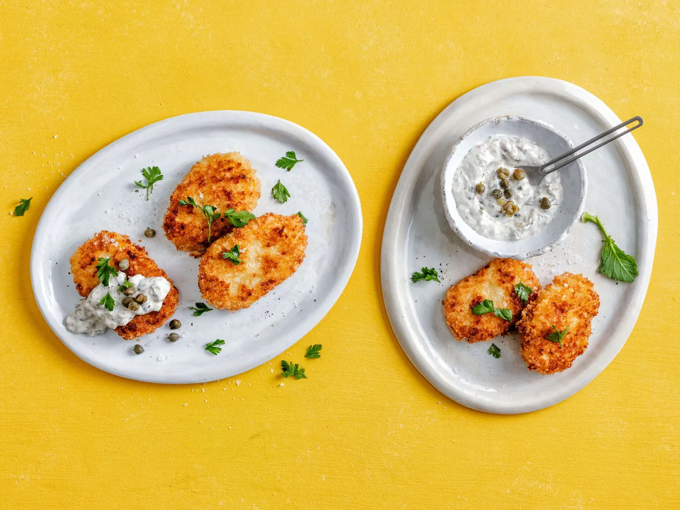 Piccata de chou-rave avec rémoulade aux câpres