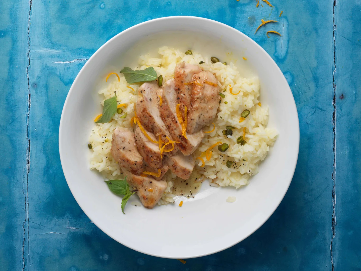 Riz au jasmin à l’orange avec poulet au miel