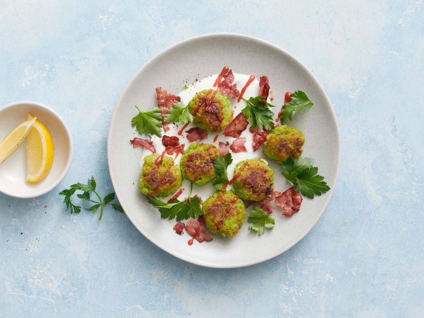Nuggets de petits pois avec lard et fines herbes