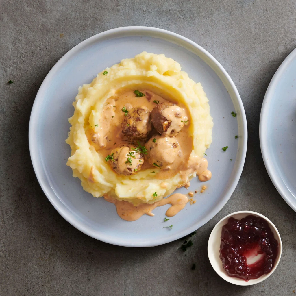 Purè di patate con polpette di carne 
