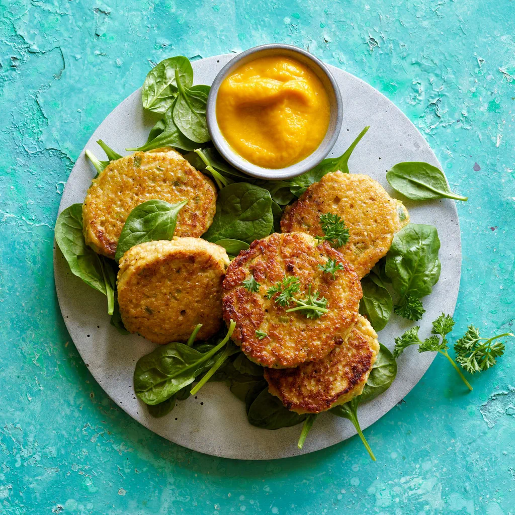 Galettes de millet et sauce aux carottes
