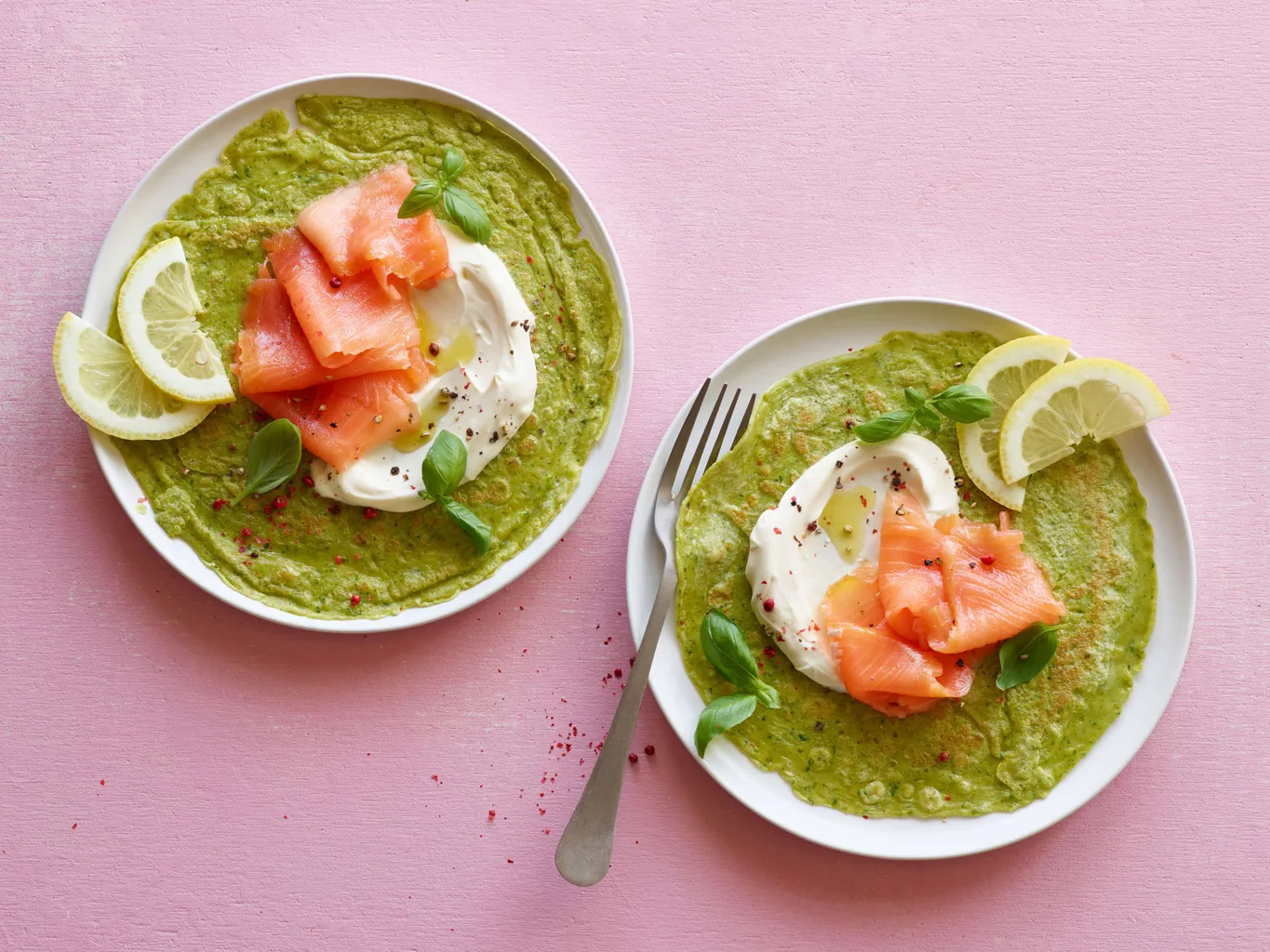 Crespelle al basilico con salmone