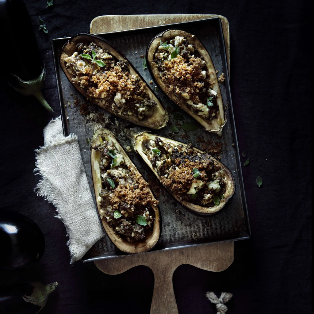 Aubergines farcies à la viande hachée d’agneau