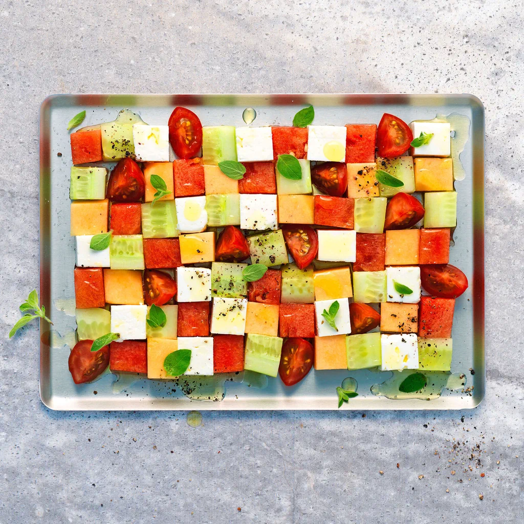 Anguria e melone con cetriolo e feta