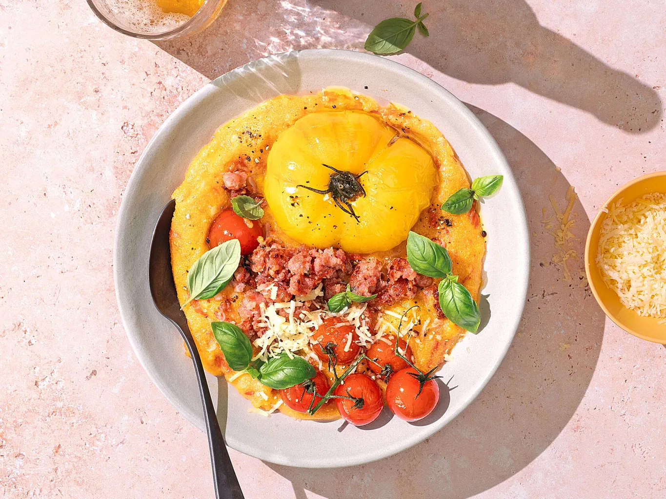 Tomatenpolenta mit Salsiccia