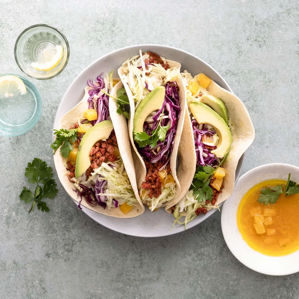 Tacos con cavolo e macinato vegano
