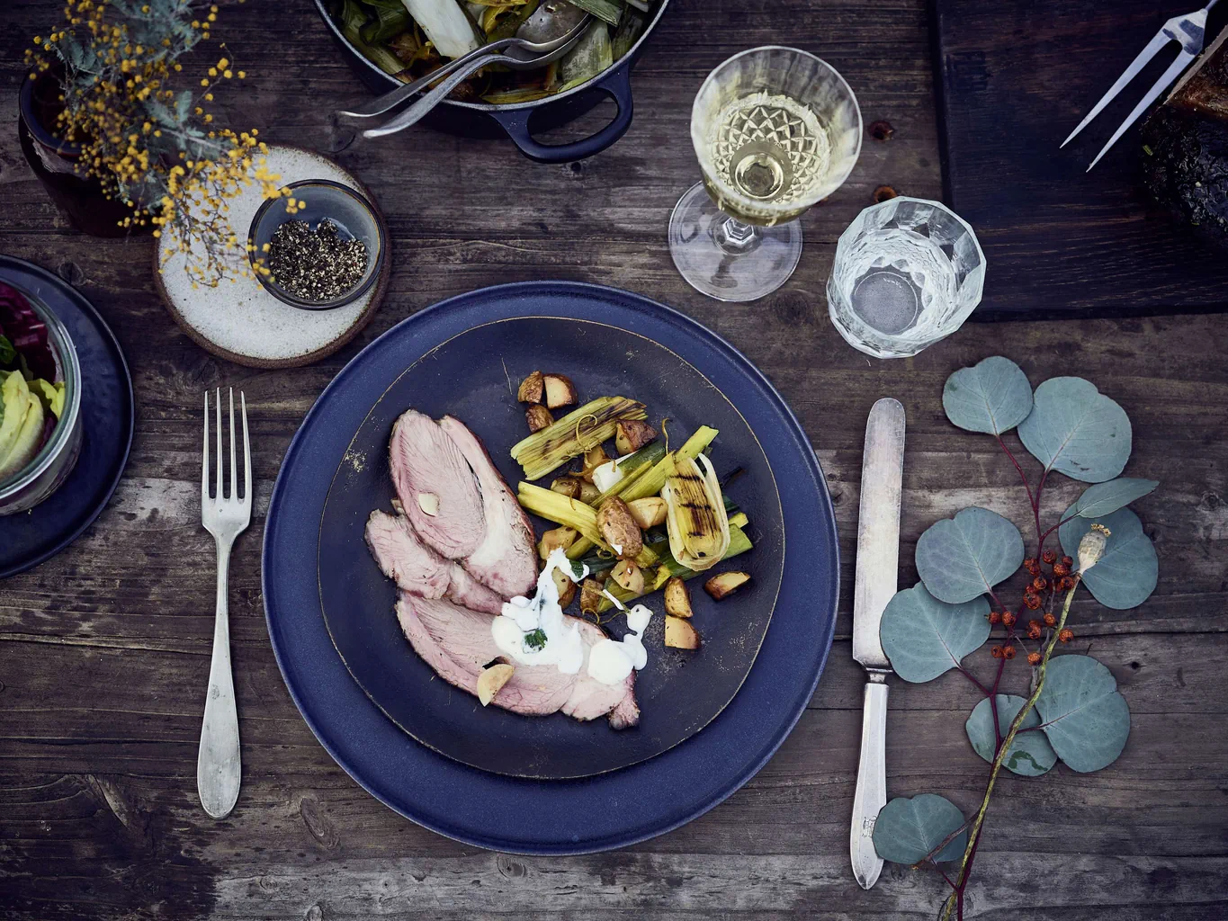 Lammgigot mit Knoblauch und Honig