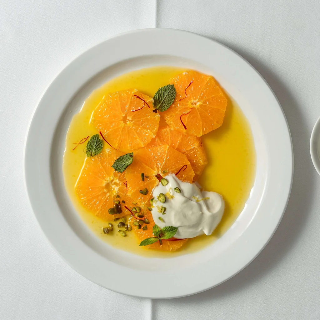 Oranges marinées avec ricotta et pistaches