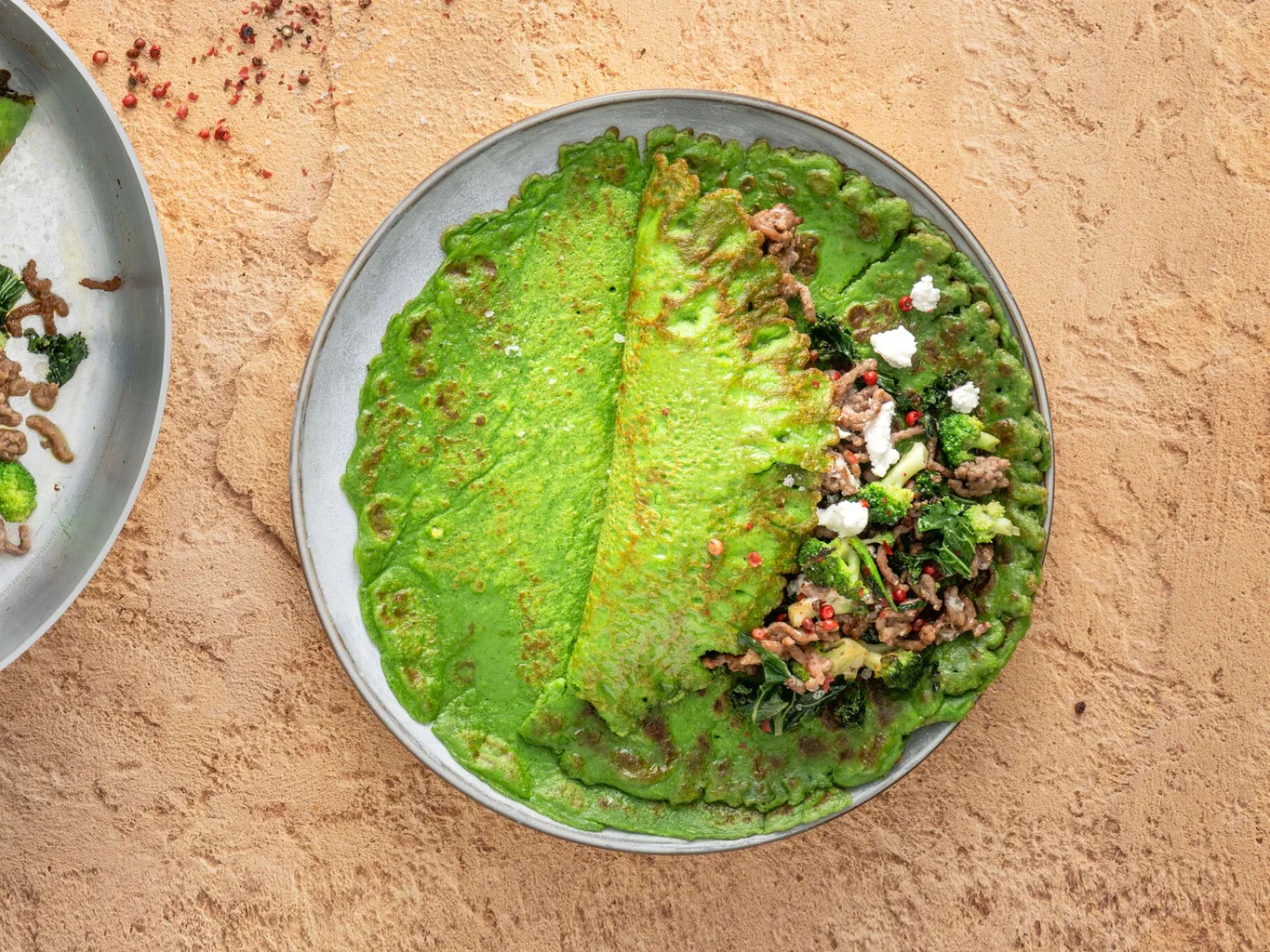 Crêpe verdi con carne macinata