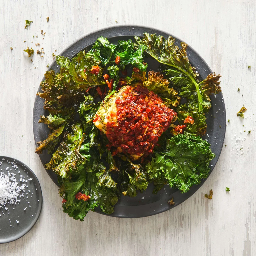 Kabeljau mit Dörrtomaten auf Federkohl