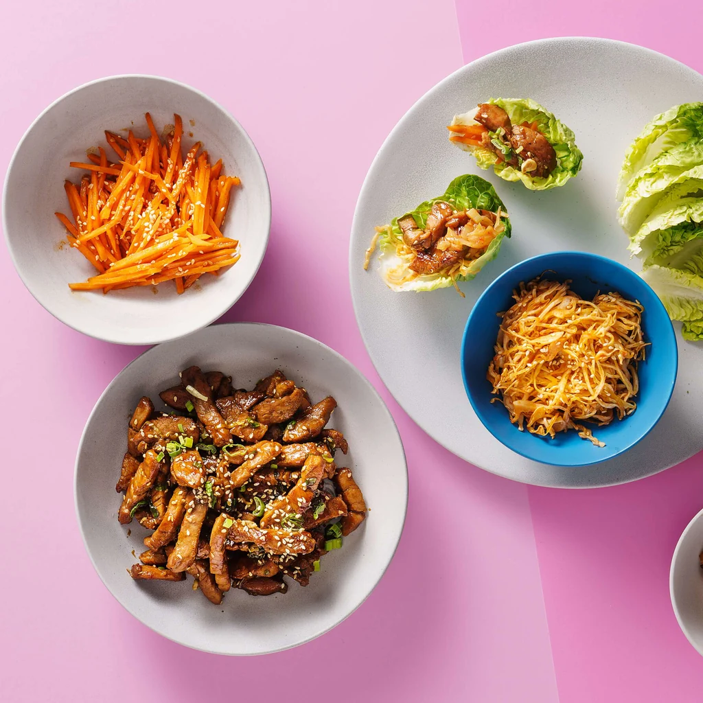 Bulgogi de porc sur feuille de laitue